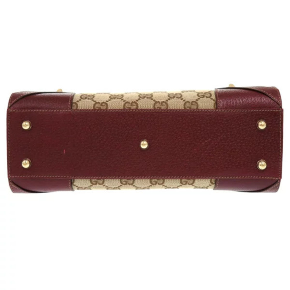 Gucci GG canvas leather beige Burgundy Red handbag - Picture 3 of 6